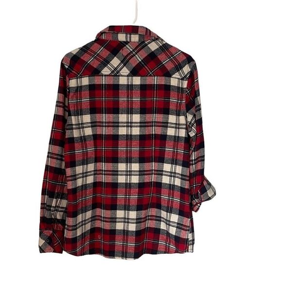 Ci Sono Womens Button Down Shirt Long Sleeve Top Plaid Pocket Size Small Red - Picture 3 of 7